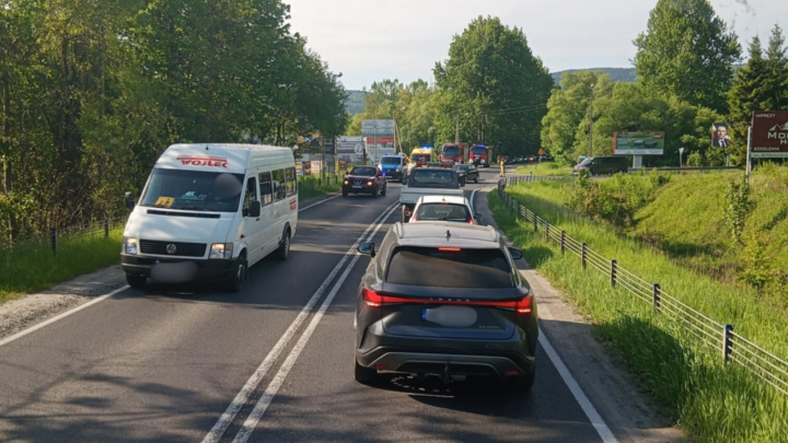 Kolizja w Suchej Beskidzkiej (wideo).